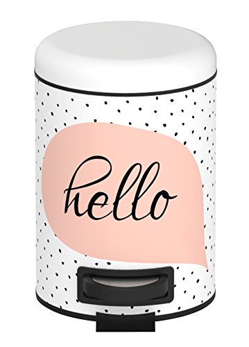 Wenko 22735100 Kosmetik Treteimer Hello Kosmetikeimer, Mülleimer mit Tretmechanismus Fassungsvermögen 3 L, Stahl, Mehrfarbig, 22.5 x 17 x 25 cm