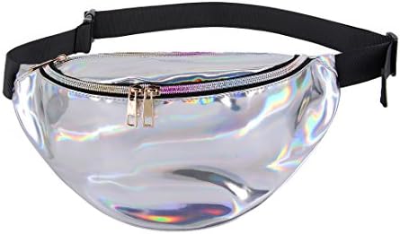 Novias Boutique Unisex PVC Hologram Sports Outdoor Belt Waist Bum Bag Fanny Pack(Silver)