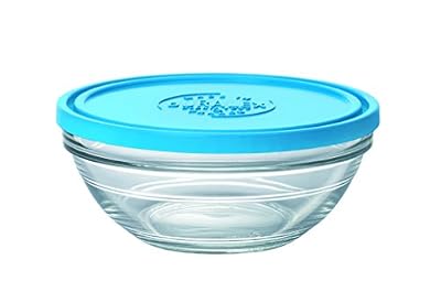 DURALEX 9066AM06 Lys Saladier Rond avec Couvercle Verre Transparent/Bleu 17,2 cm