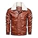 Produktbild Zolimx Herren Winterjacke Kunstleder gefütterter Lederjacke Bikerjacke Echtleder Mit Stehkragen Vintage Jacke Herren Winter Lederjacke Biker Motorrad Reißverschluss Langarm Mantel Top Blusen