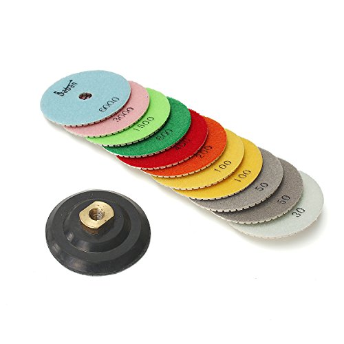 Baban 12pcs Schleifscheibe Polierscheiben Diamant Polierscheibe polishing pads Steinschleifer Inkl 4“ Teller für Marmor - 4