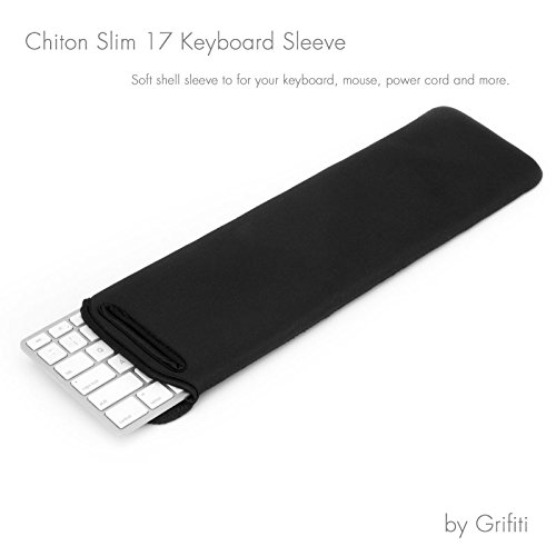 Grifiti Chiton Slim 17 Neopren-Hülle, 14 cm x 44 cm, für kabelgebundene Apple-Tastaturen, Logitech, Genius, HP, Anker und andere 43 cm (17 Zoll) große Slim-Tastaturen mit Ziffernblock, mit Maus-Fach