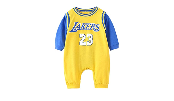 Maillot De Basket A Manches Longues Lakers James 23 Pour Bebe De 0 A 15 Mois 123 Jaune 73 Cm Amazon Fr Vetements