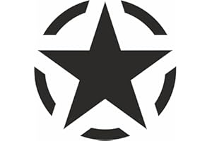 AMA SHOP Adhesivo preespaciado estrella militar color negro de PVC para calcomanía pared pared coche moto casco caravana