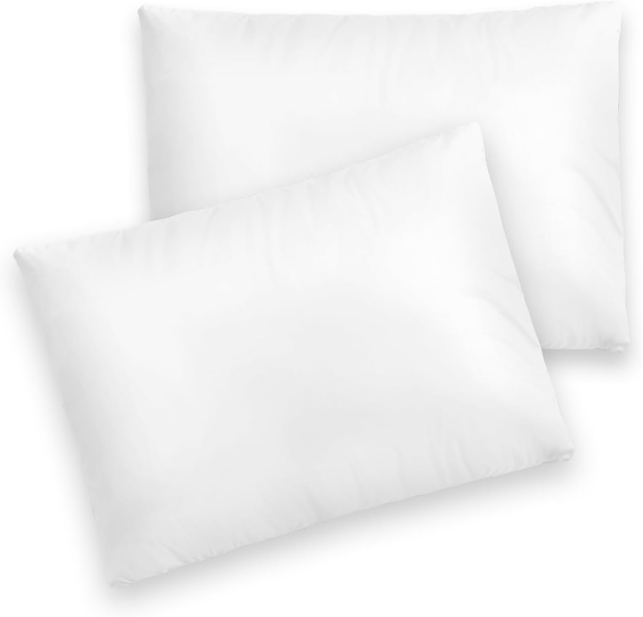 Pizuna Toddler Crib Pillow Cases 33x46cm White, 2pc 400 Thread Count 100% Long Staple Cotton Luxurious Sateen Weave Baby Small Pillow Cases For Crib Bed By