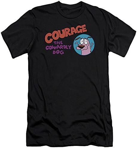 Courage The Cowardly Dog - Mens Courage Logo Slim Fit T-Shirt, Large, Black