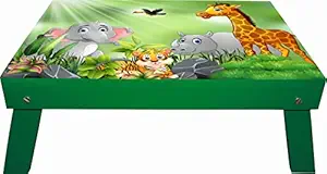 Enigmatic Woodworks Wooden Multi-Function Portable and Foldable Bed Table. Best Suitable Study Table for Kids. Durable Bed Cum Study Table with Smooth Finish (Jungle Theme in Green Color)