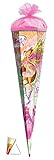 stabile Schultüte 22 cm lang mit Tüllabschluß - runde Form - Motiv: Winx Club Flora