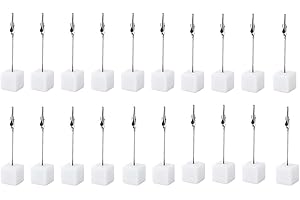 STOUCLA Alligator Clips with Wooden Base,Memo Clip Holder,Crocodile Memo Clip for Pictures Card Paper Note Clip,Shop Display Price Tag (White-20 Pack)