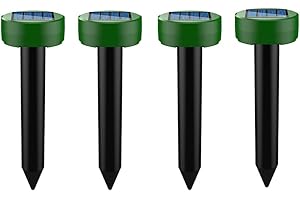 FUNFUNFLY 4X Ahuyentador de Topos Solar, Repelente de Ratones Ultrasónico Impermeable IP65, Ahuyentador Animales para Repeler Topillos, Topos, Serpientes y Roedores de Jardines -Circular