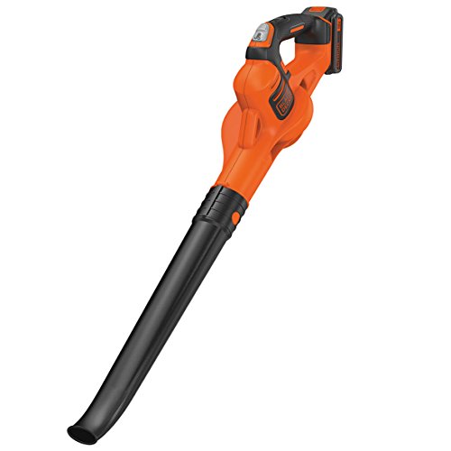 Black+Decker 18V Li-Ion Akku-Gartenbläser mit Akku und Ladegerät, 169km/h - 209km/h einstellbare Blasgeschwindigkeit, Power Command mit Boost-Knopf, GWC1820PC, schwarz orange