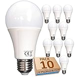 Venta desde ESPAÑA. ISO 9001 (LA) Bombilla LED A60, 12w, Equivalencia 100w, no Regulable, 1120 lúmenes reales certificados. (Blanco Neutro (4500K), Pack 10x)