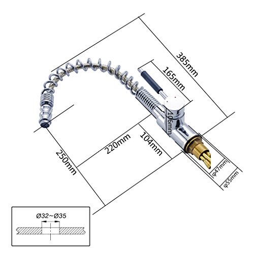 Auralum® 360° Schwenkbar Silber Messing Einhebel Wasserhahn Küchenarmatur Einhandmischer Spüle Küche - 7