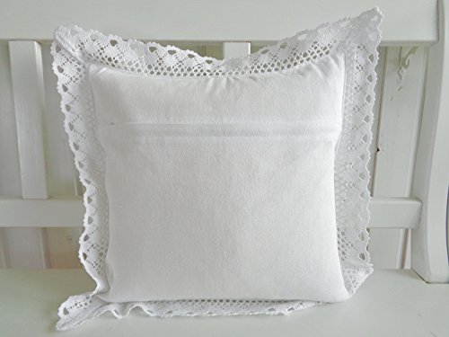 Kissen Landhaus Weiss Shabby Chic Nostalgie 40×40 ohne Füllung - 3