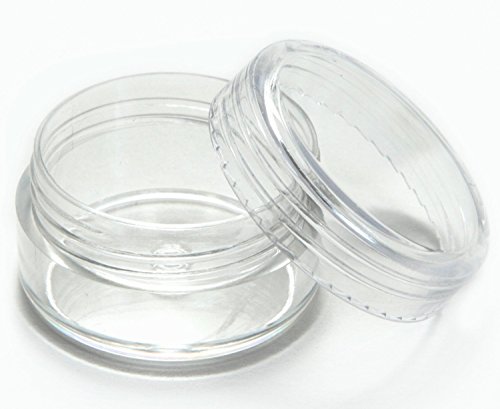 INHDBOX 50 New, High Quality, Empty, Clear, 5 Gram Plastic Pot Jars, Cosmetic Containers, With Lids.