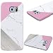 Produktbild GrandEver Samsung Galaxy S6 Hartschale Marmor Hülle Hardcase Rosa Weiß Grau Stein Malerei Muster Schutzhülle Spleiß Stil Naht Farben Handyhülle Hartcase Hartplastik Design Tasche Schutz Etui Protective Smart Cover Telefonkasten Schlank Dünn Abdeckung Hard Backcover