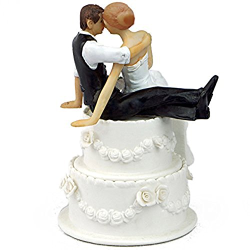 Tortenfigur Hochzeitsdekoration Puppen Hochzeits-Kuchen Hochzeitstorte Braut und Bräutigam Verliebtes Brautpaar Hochzeitspaar in Ketten Polystone sitzen - 4