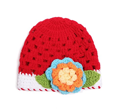 Bigood Cute Newborn baby Infant Newborn Handmade Crochet Clothes orange flower