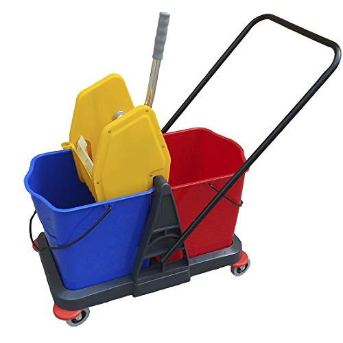 Euroservice - Carrello doppia vasca, due secchi con strizzatore 50 Lt