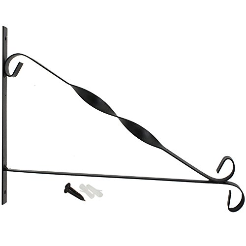 COM-FOUR 4x Wandhalterung aus pulverbeschichteten Stahl für Blumenampeln, Windspiele, etc. im Nostalgiedesign, ca. 30 x 23 cm, inkl. Schrauben und Dübel (04x gedreht) - 2