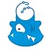 SODIAL(R) Bibs soft silicone bibs with crumb catcher Blue Shark