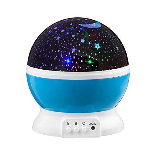 Original Star Master 2.0 I Rotierender 360 Grad Sternenhimmel Projektor mit 2 Traumaufsätzen und Nachtlich I Kabel-und Batteriebetrieb I Farbe: Himmelblau