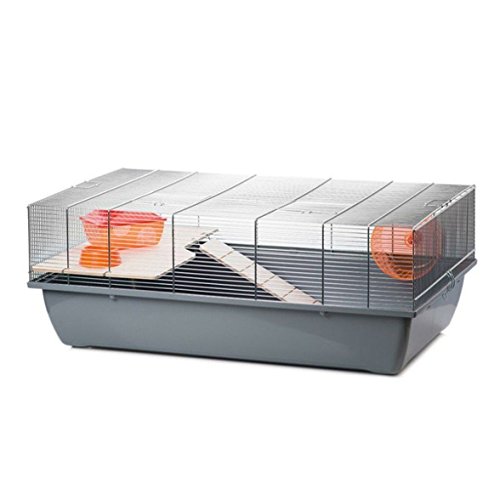 Ollesch Mäusekäfig Hamsterkäfig Nagerkäfig 78x47x30cm grau mit Zubehör