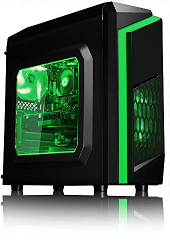 VIBOX Killstreak GS310-92 Komplett-PC Paket Gaming PC – 3,9GHz Intel i3 Dual Core CPU, GT 710 GPU, preiswerte, Desktop Gamer Computer mit Spielgutschein, 22″ HD Monitor, Gamer Tastatur & Mouse, Windows 10, Grün Innenbeleuchtung, lebenslange Garantie* (3,9GHz Intel i3-7100 Dual-Core Kabylake CPU-Prozessor, Nvidia GeForce GT 710 1GB Grafikkarte GPU, 32GB DDR4 2133MHz RAM, 2TB (2000GB) SATA III 7200rpm Festplatte, 400W 85+ Netzteil, CIT F3 Grün Gaming Geh§use, Intel B250 LGA1151 Mainboard) - 4