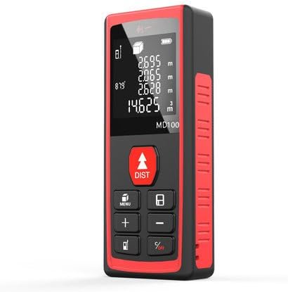 Sieyes 328-Feet Laser Measure,Handheld 100M Laser Distance Meter with Pythagorean Mode/Area/Volume Calculation,Portable Digital Range Finder with LCD Backlight Display,Red&amp;Black