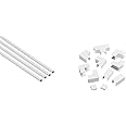 D-Line 1M108W-4PK Square Box Cable Trunking, White, 10x08mm & DLFSA2-AP 25x16mm Trunking Accessory Multipack, Join Multiple Lengths of 25x16mm Trunking, 11-Piece Accessory Multipack - White