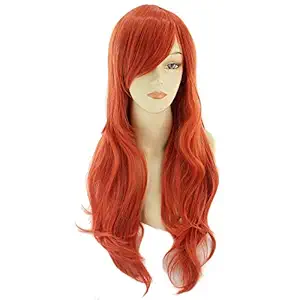 RightOn 26 Long Curly Cosplay Constume Party Wig (Orange)