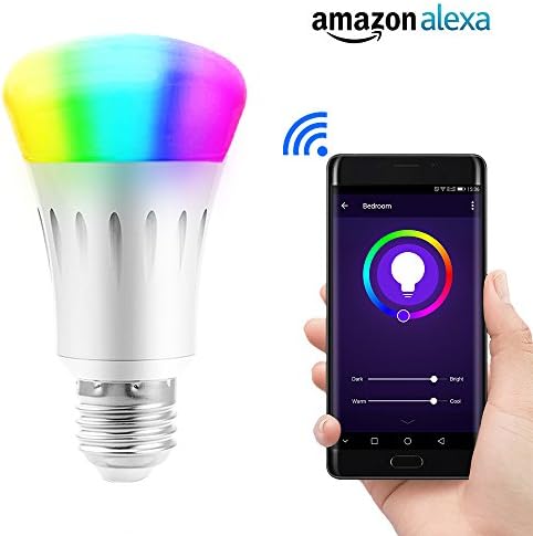 Lvgoo WiFi Smart LED Light Bulb,Works with Amazon Echo Alexa,Smartphone Wireless Remote Control,Dimmable Multicolored Color,No Hub Required,50W Equivalent