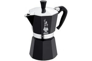 Bialetti Caffettiera Moka Express Color, 1 Tazza, Manico anti scottatura, Non adatta a induzione, 1 Tazza (60 ml), Alluminio, Nero