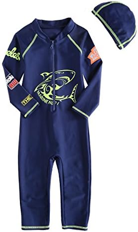 Modeokker Kids Swimsuit Surf UV +50 Sun Protection Rash Guard Long Sleeves,Short Sleeves Childrens Rash One Piece Swimwear(1171-Blue-5)