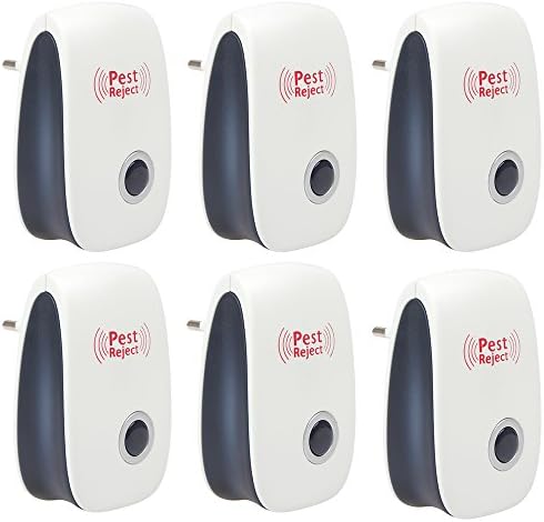 Renohef Pest Reject Ultrasonic Pest Repeller,6 Pack Home Pest Control For Mosquitoes,Mice,Ants,Roaches,Spiders,Lizards,Flies,bugs,etc. Safety Plug Type Electronic Pest Repellent