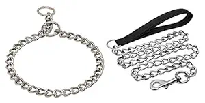 Tame Love? Combo Choke Collar and Leash Chain with Padded Handle for Medium Dog of All Breeds. (Length 152cm)