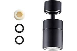 GENÉRICO Aerator do kranu - uniwersalny i regulowany | Przedłużacz baterii kuchennej - wiele trybów | Obrotowy adapter oszczędzający wodę - ekonomiczny | Kompletny zestaw z zestawem instalacyjnym (czarny