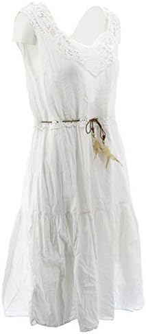 Netgozio Dress Woman Dress White Lace Floral Vestitito with Strap Made in Italy White One Size