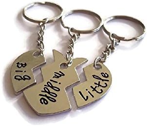 Halo Accessories BFF Silver plated Big Middle &amp; Little Sister Family Friendship heart keyring key chain