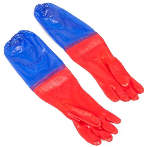 Teichpoint Teichhandschuhe 65 cm, wasserdicht, rot / blau für die Teichpflege