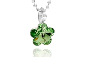 butterfly Bambine Ragazze Collana Argento sterling 925 Swarovski Elements originali ciondolo Fiore verde lunghezza regolabile Incartamento di regalo ragazza bambina regali