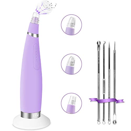 limpiador de Poros,VKK Espinilla Extractor Eliminación al Vacío para Manchas de Acné y Espinillas, Inalámbrico Recargable, Púrpura