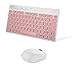 Produktbild GCCLCF Chocolate Wireless Keyboard Mouse Office Game Home Slim Mute Laptop USB Receiver Macaron Color Series (Color: Cherry Pink)