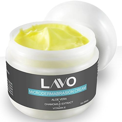 Best Microdrodermabrasion Cream Facial Scrub - Face Exfoliator - Professional Skin Care - Exfoliating Crystals - Use with Cleansing Brush Machine or at Home System Kit - Exfoliant Creme - Blackhead Remover + Pore Minimizer - for Men and Women - by LAVO - 2oz