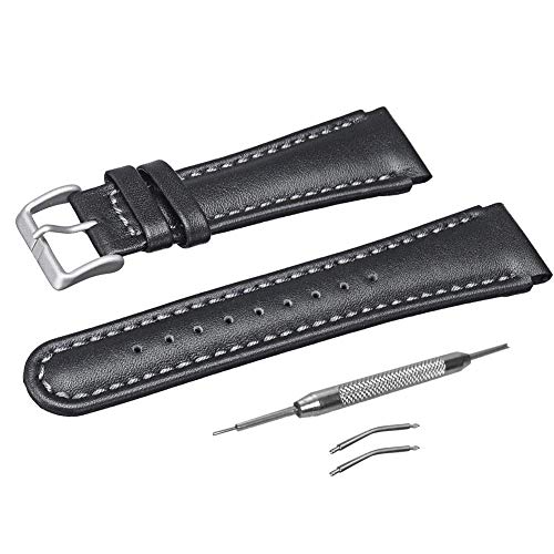 EUYOUZI 22mm Genuine Leather Watch Band Wristwatch Strap Stitch Watchband Bracelet Replacement for SUUNTO X-Lander