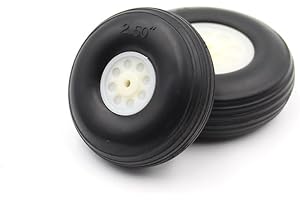 Sparkhobby Lot de 6 roues d'avion en caoutchouc PU avec moyeu en nylon plastique (diamètre 2,5 cm/3,2 cm/3,8 cm/4,4 cm/5,1 cm/5,7 cm/6,3 cm/7,6 cm) pour pièces de bricolage d'avion RC (6 pièces de 63