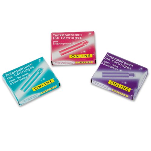 Online 17032 – Füllhalter Tintenpatronen, 3 x türkis/pink/violett - 2
