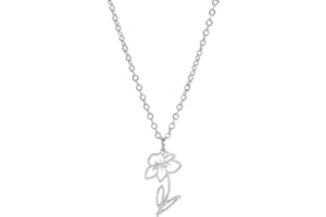 kkjoy Collier de Fleur du Mois de Naissance en Acier Inoxydable Collier avec Pendentif de Fleur pour 12 Mois de Naissance Collier de Meilleur Ami Bijoux pour Femme Fille