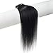 Lina Silky Soft Human Hair Women Clip In Straight Extensions Hairs #01 Jet Black
