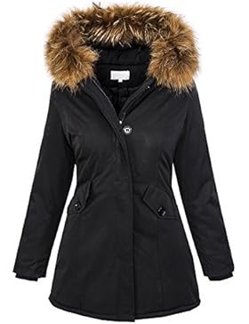 Damen Echtfell Winter Jacke Parka Kapuze Designer Damenjacke Outdoor D-204 XS-XL